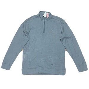 Vineyard Vines Broadfield Half Zip Pullover in Stripe Grey, Men’s size Medium
